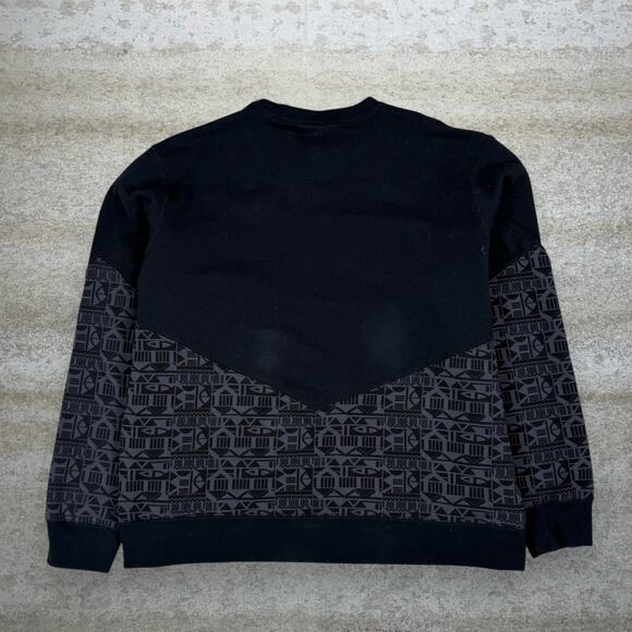 Nike Sweatshirt Jet Black Cotton Pullover Crewneck Multicolor Swoosh - Picture 2 of 6